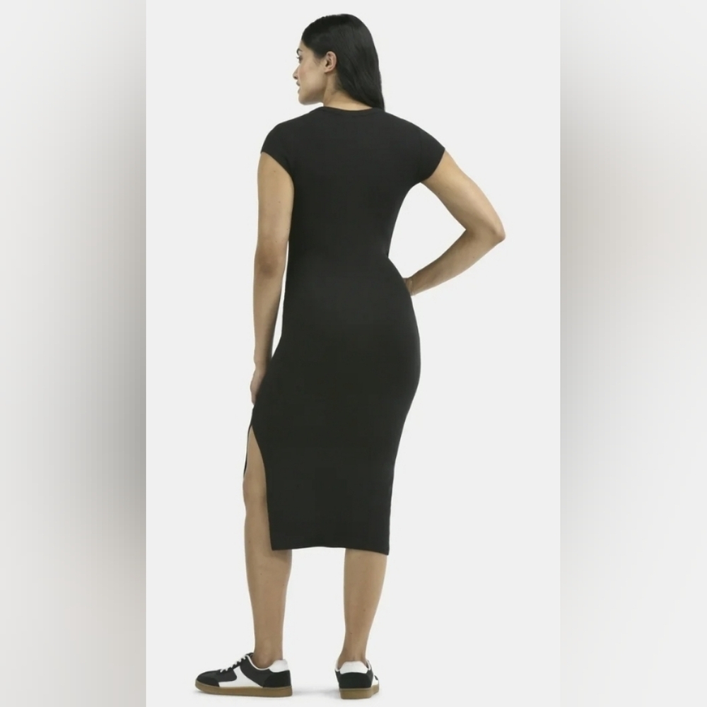 No Boundaries Black Ribbed Crewneck Midi Dress XXS - Picture 4 of 16